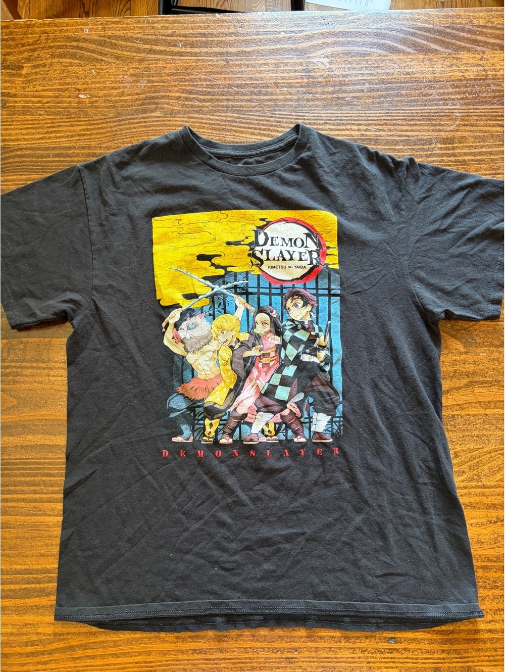 Demon Slayer Kimetsu no Yaiba Black Graphic T-Shirt Size Large